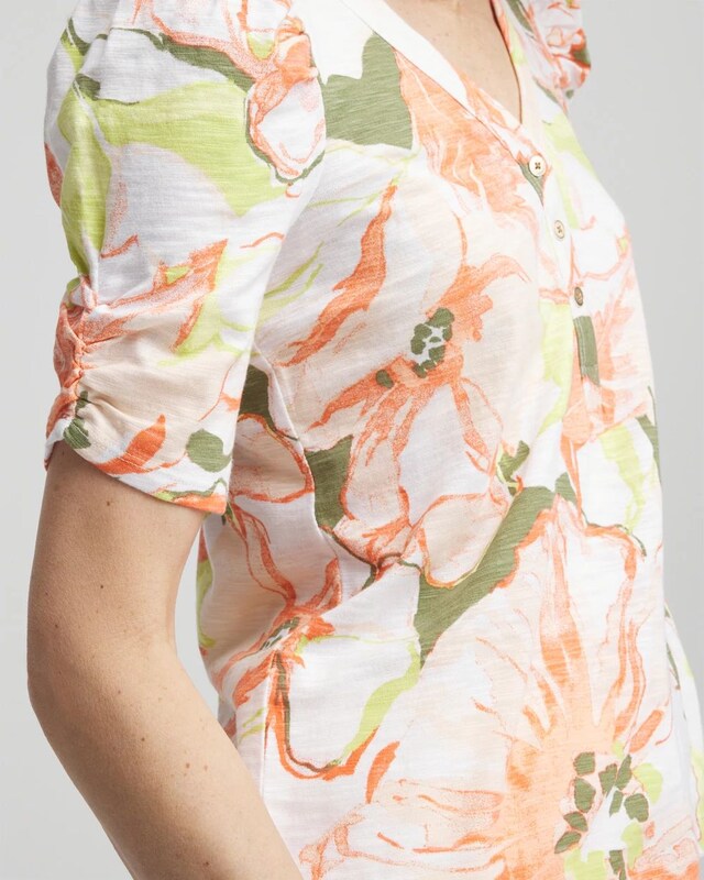 Floral Henley Shirred-Sleeve Tee - image 4